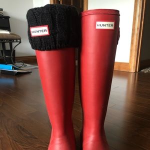 Red Tall Hunter Rain Boots